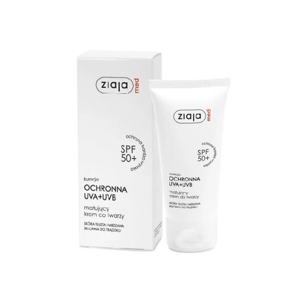 ZIAJA MED kuracja ochronna UVA+UVB krem do twarzy matujący SPF50+ 50ml
