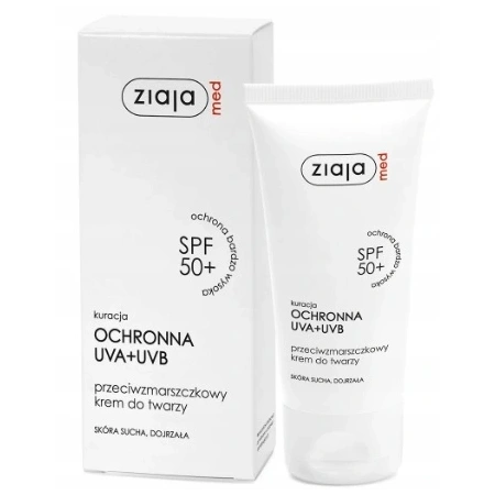 ZIAJA MED kuracja ochronna UVA+UVB krem do twarzy przeciwzmarszczkowy SPF50+ 50ml