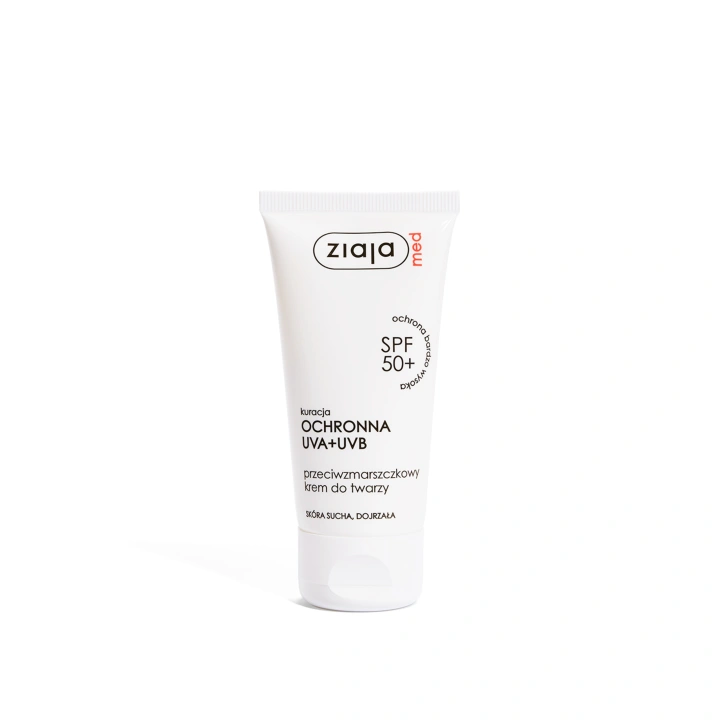 ZIAJA MED kuracja ochronna UVA+UVB krem do twarzy przeciwzmarszczkowy SPF50+ 50ml