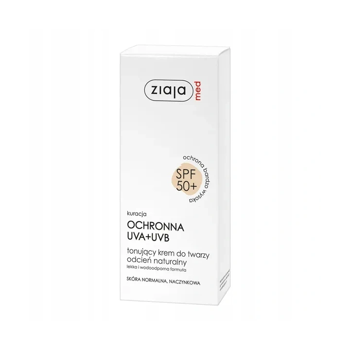 ZIAJA MED kuracja ochronna UVA+UVB krem do twarzy tonujący Jasny SPF50+ 50ml