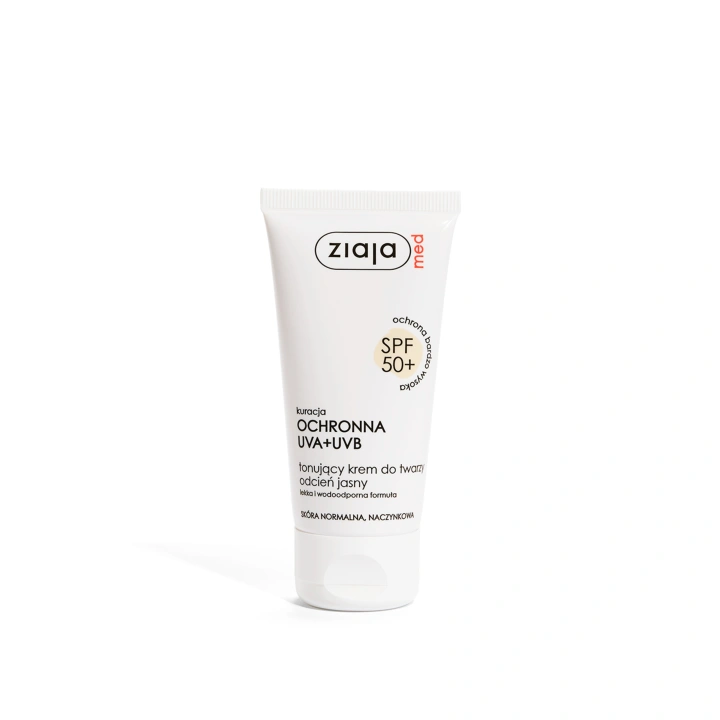 ZIAJA MED kuracja ochronna UVA+UVB krem do twarzy tonujący Jasny SPF50+ 50ml