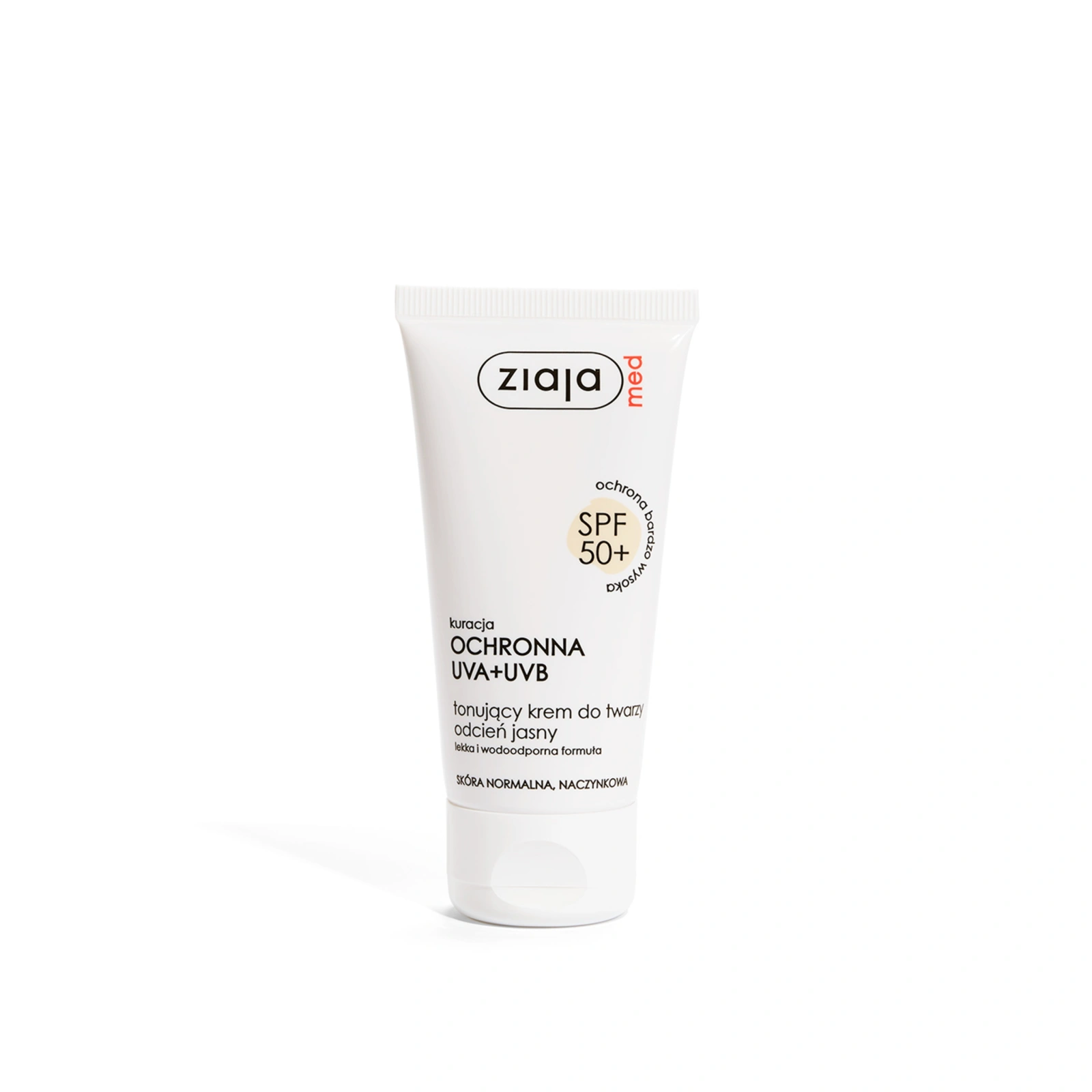 ZIAJA MED kuracja ochronna UVA+UVB krem do twarzy tonujący Jasny SPF50+ 50ml