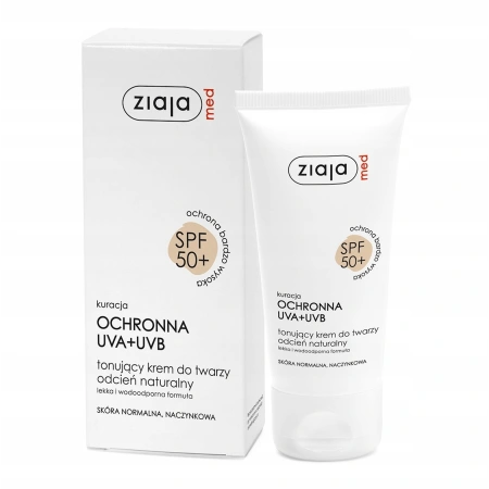 ZIAJA MED kuracja ochronna UVA+UVB krem do twarzy tonujący Naturalny SPF50+ 50ml