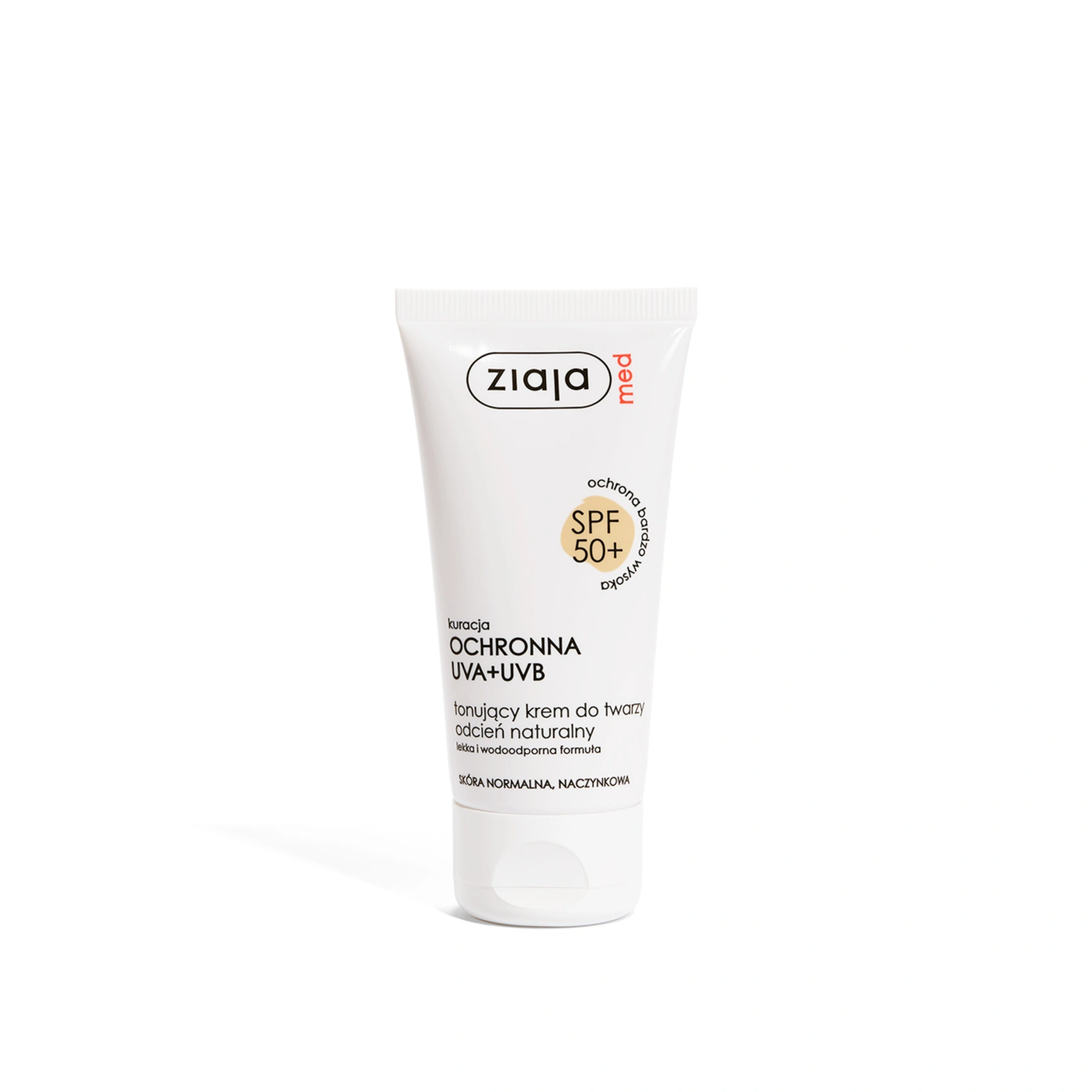 ZIAJA MED kuracja ochronna UVA+UVB krem do twarzy tonujący Naturalny SPF50+ 50ml