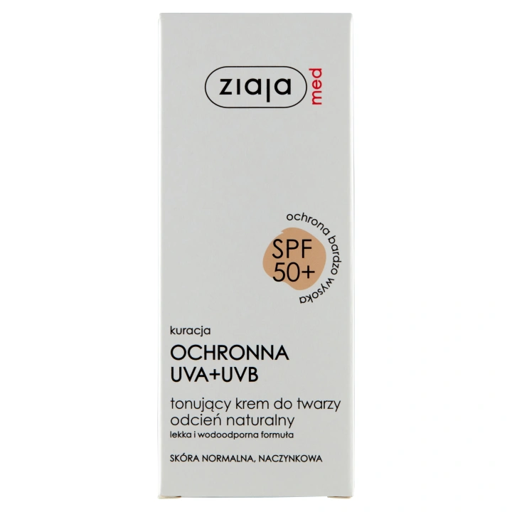 ZIAJA MED kuracja ochronna UVA+UVB krem do twarzy tonujący Naturalny SPF50+ 50ml