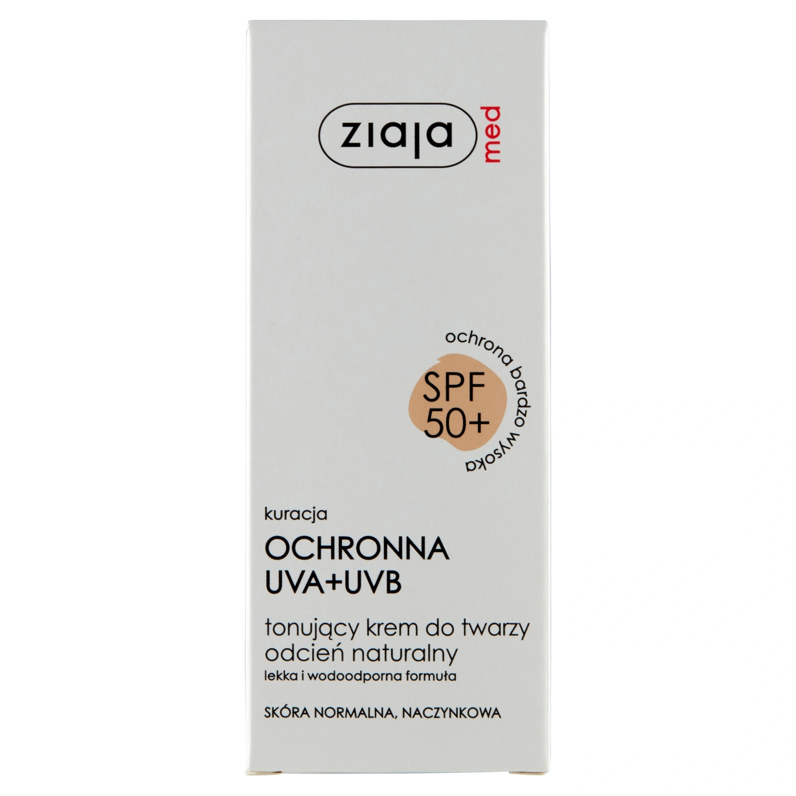 ZIAJA MED kuracja ochronna UVA+UVB krem do twarzy tonujący Naturalny SPF50+ 50ml