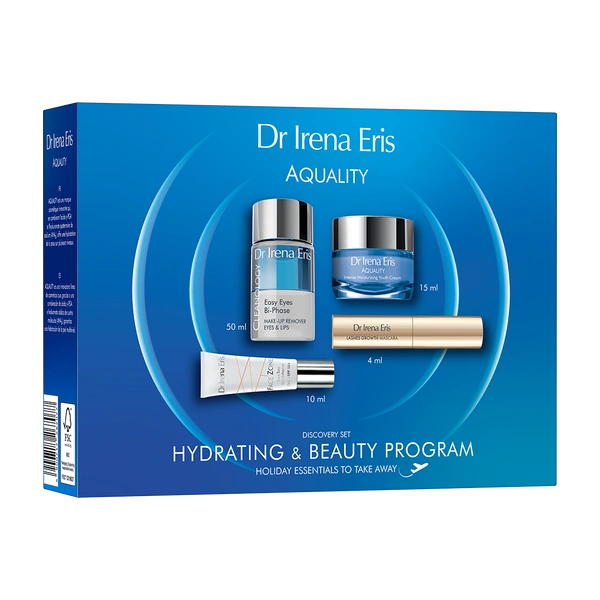 DR IRENA ERIS Aquality 2026 zestaw [płyn do dem 50ml + krem 15ml + krem 10ml + mascara]