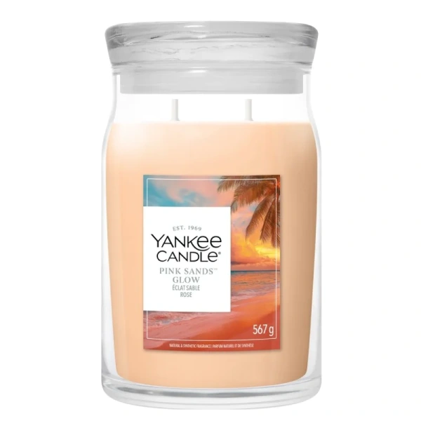 YANKEE CANDLE Signature Duża świeca w słoiku PINK SANDS GLOW 567g