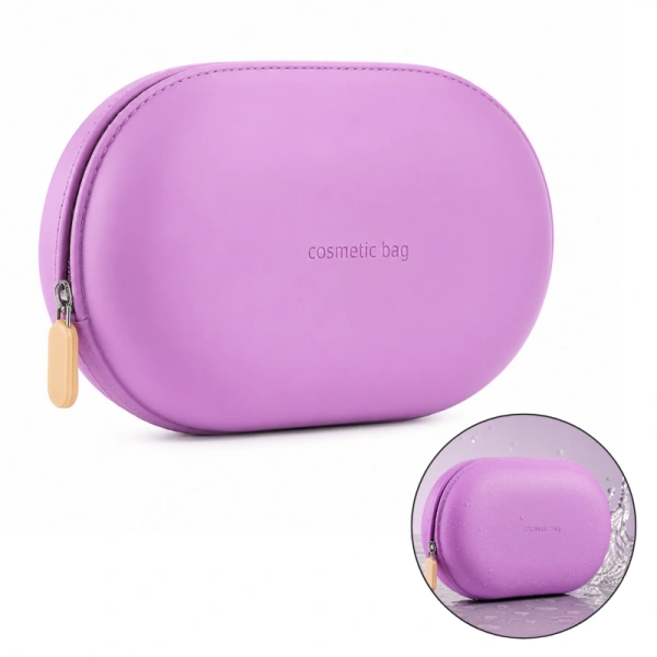 ECARLA silikonowa kosmetyczka wodoodporna, sztywne etui 18x11x7cm FIOLET KS157