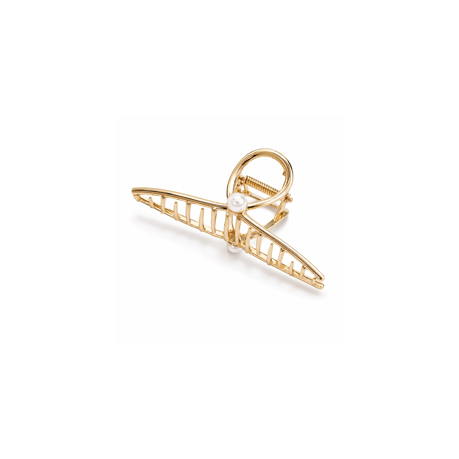 ECARLA spinka-klamra do włosów metalowa 11cm ZŁOTA Z PERŁĄ SP461