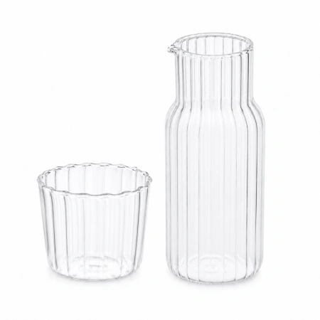 ECARLA karafka z falowanymi ściankami 510ml i pokrywką-szklanką 220ml KARR02