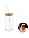 ECARLA szklanka z rurką i drewnianą przykrywką 350ml SZK210