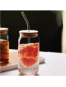 ECARLA szklanka z rurką i drewnianą przykrywką 350ml SZK210