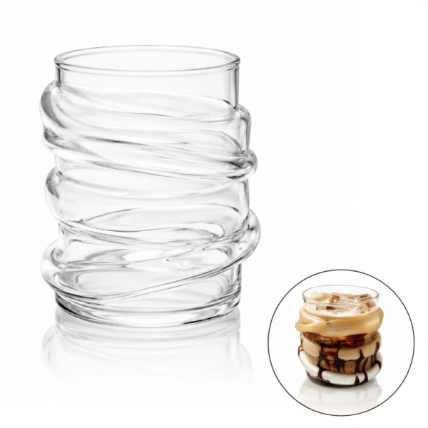 ECARLA szklanka falowana do kawy, herbaty 450ml SZK209