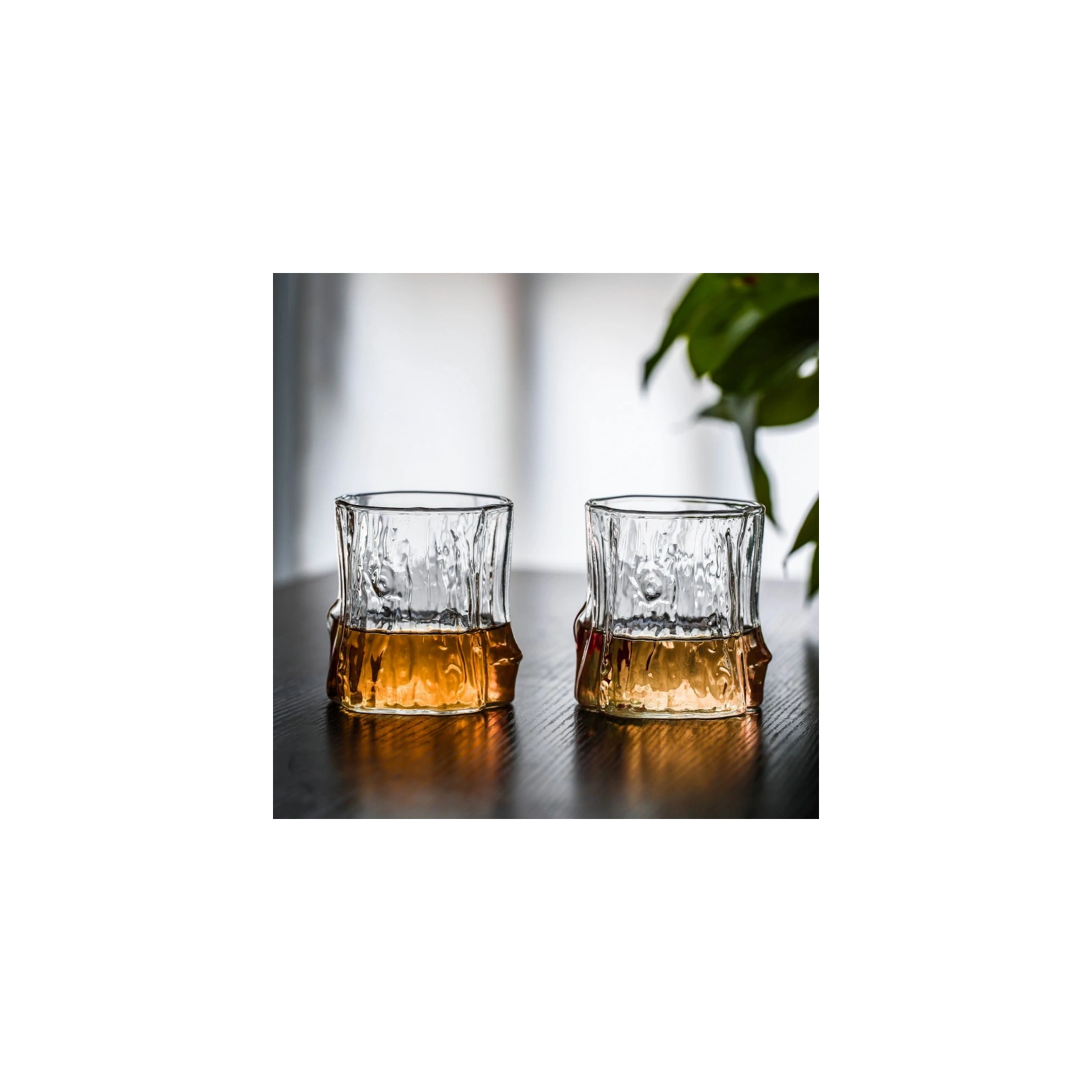 ECARLA szklanka fakturowana do kawy, drinków, whiskey 300ml WZÓR DREWNA SZK208