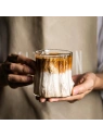 ECARLA szklanka fakturowana do kawy, drinków, whiskey 300ml WZÓR DREWNA SZK208
