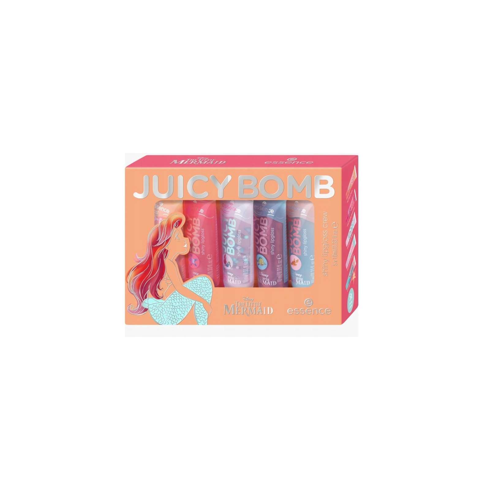 ESSENCE Juicy Bomb zestaw błyszczyków do ust DISNEY THE LITTLE MERMAID 5x10ml
