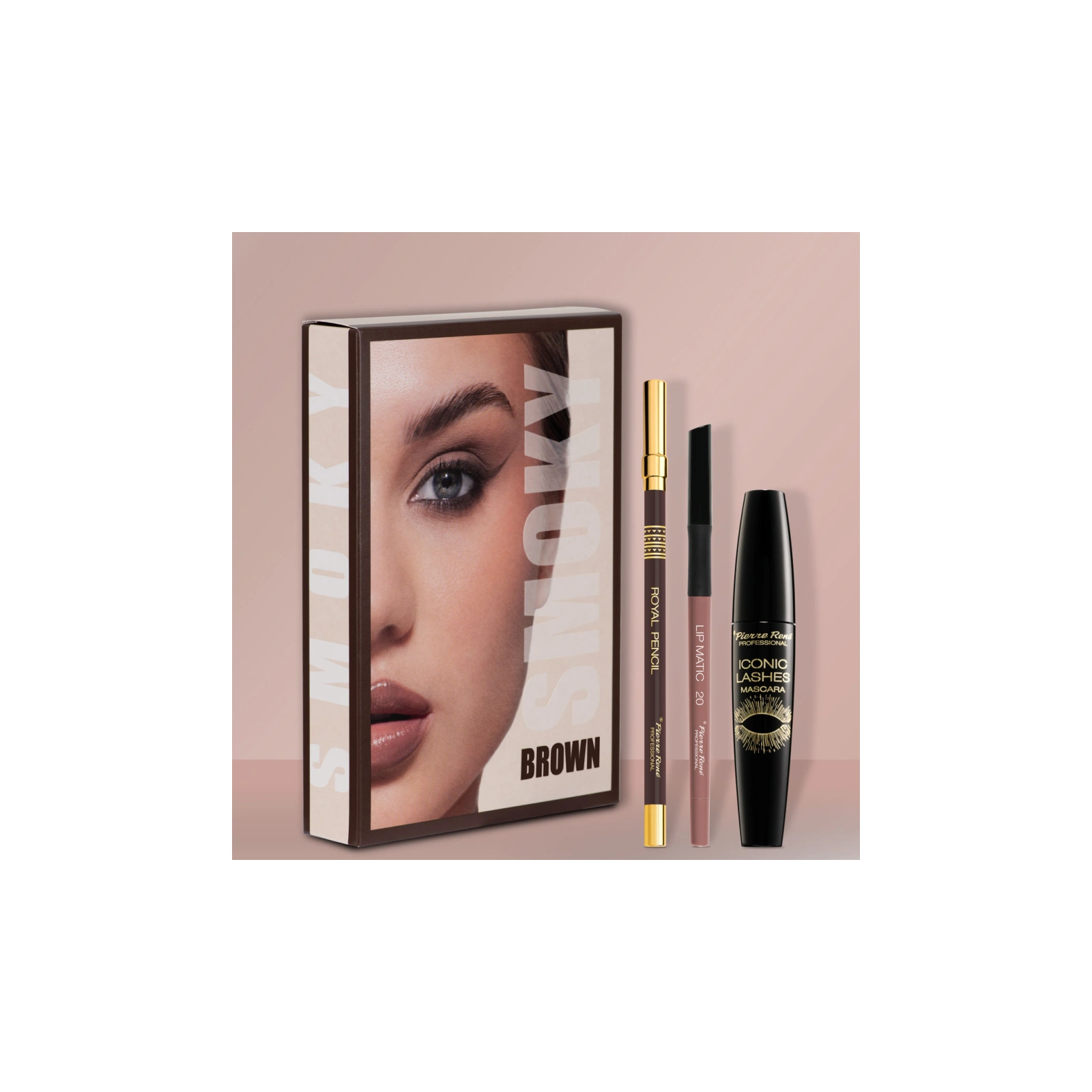 PIERRE RENE Smoky uniwersalny zestaw do makijażu Smoky Brown