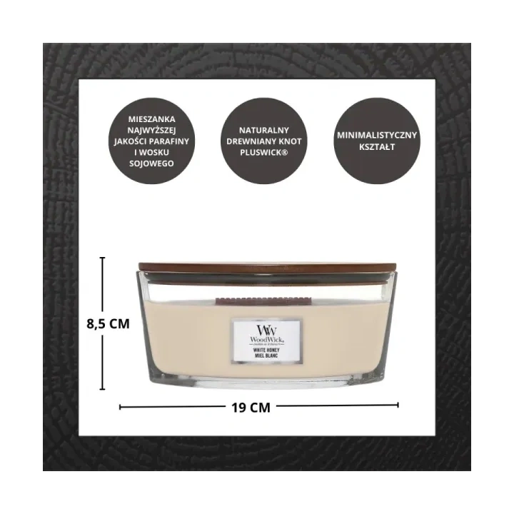 WOODWICK Core Hearthwick świeca w słoiku elipsa WHITE HONEY 453g