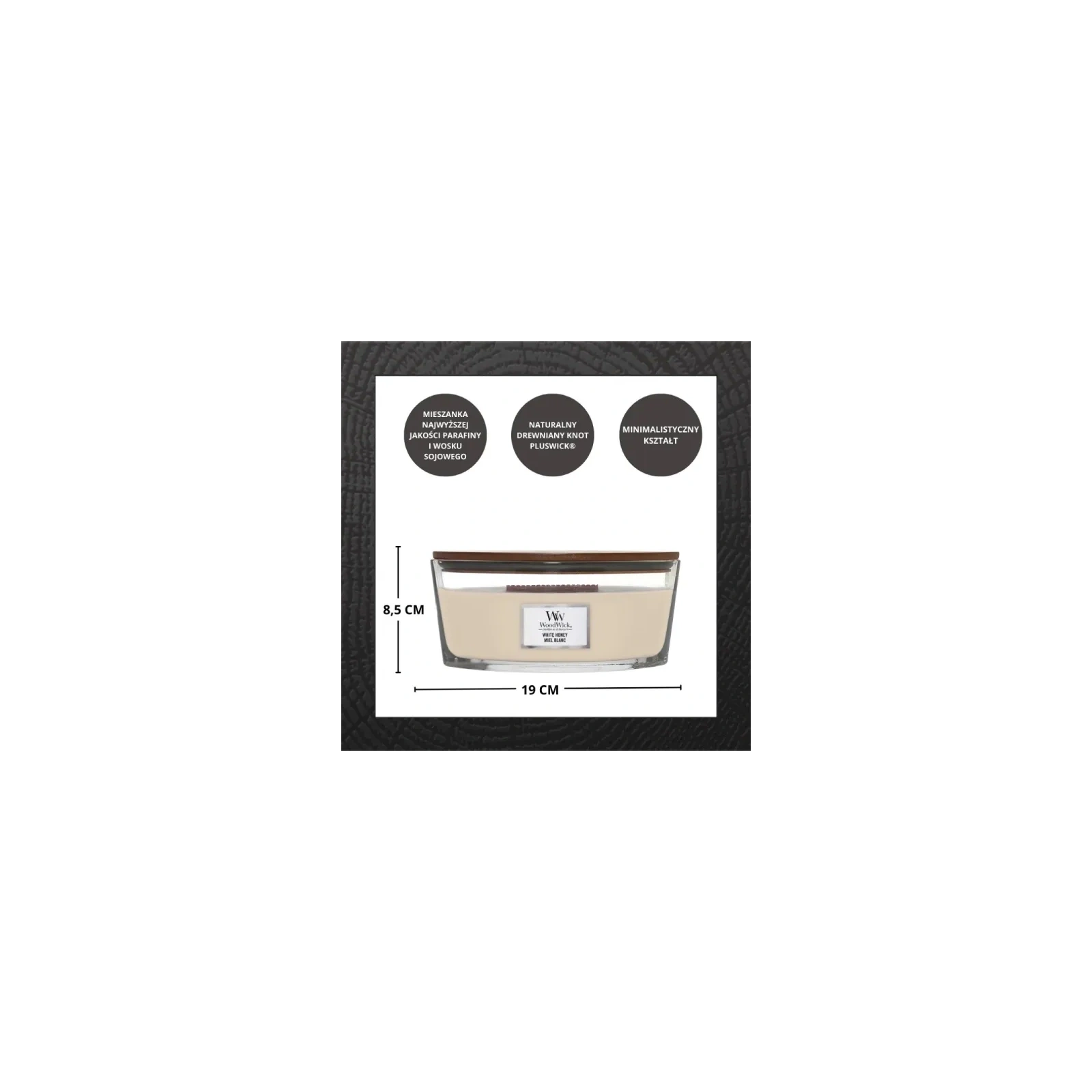 WOODWICK Core Hearthwick świeca w słoiku elipsa WHITE HONEY 453g