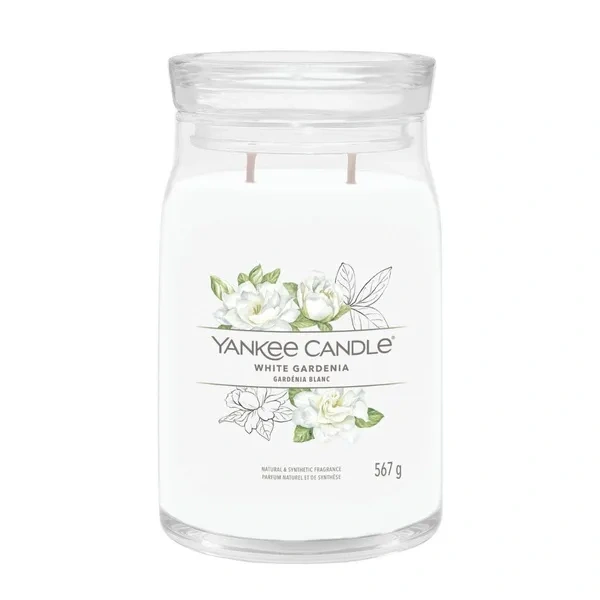 YANKEE CANDLE Signature Duża świeca w słoiku WHITE GARDENIA 567g