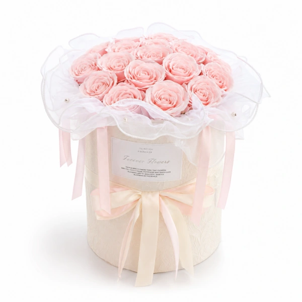ECARLA Flower Box bukiet mydlanych kwiatów 18szt LED Blady Róż BUK32