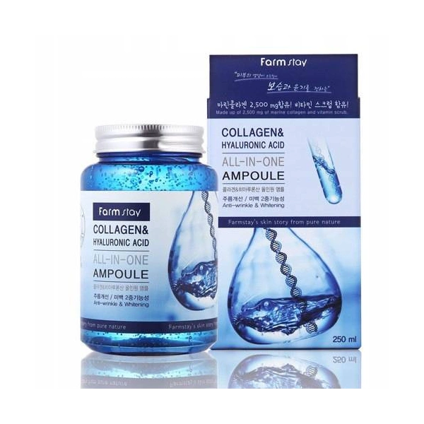 FARMSTAY Collagen & Hyaluronic Acid All-In-One Ampoule 250ml