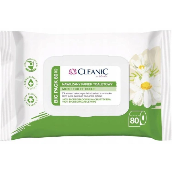 CLEANIC nawilżany papier toaletowy Rumiankowy 80sz