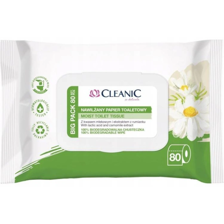 CLEANIC nawilżany papier toaletowy Rumiankowy 80sz