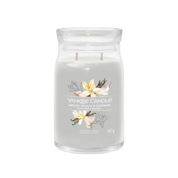 YANKEE CANDLE Signature Duża świeca w słoiku SMOKED VANILLA & CASHMERE 567g