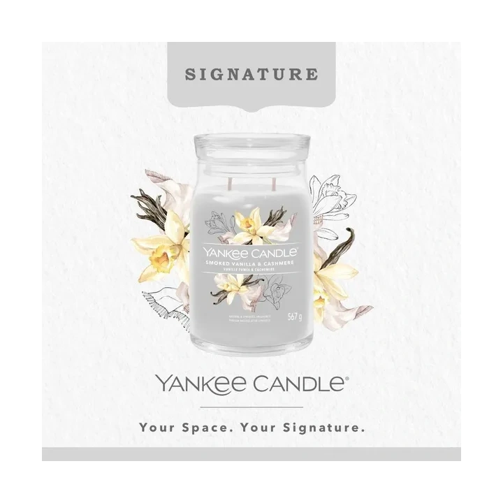 YANKEE CANDLE Signature Duża świeca w słoiku SMOKED VANILLA & CASHMERE 567g