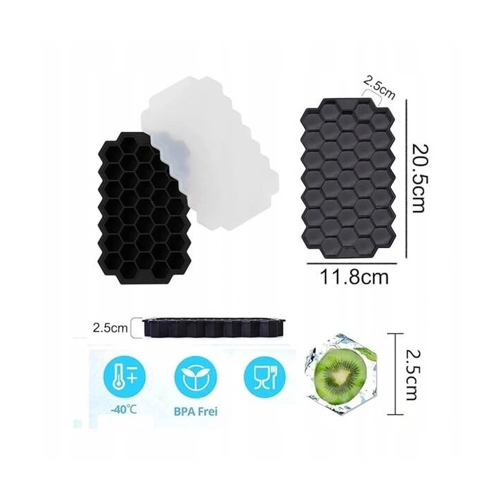 ECARLA foremka silikonowa na lód 37 ośmiokątnych kostek 2,3x 2,7x 2,5cm FNL03