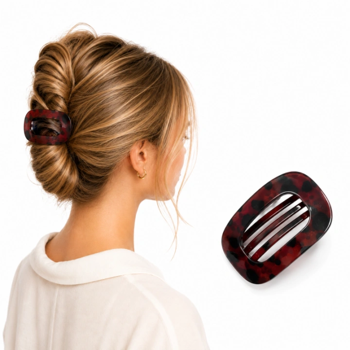ECARLA spinka do włosów elegancka XL Bordo SP464