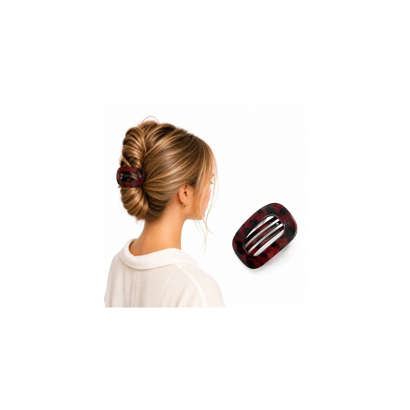 ECARLA spinka do włosów elegancka XL Bordo SP464
