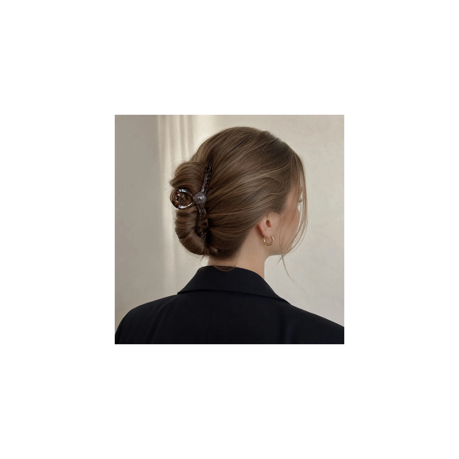 ECARLA spinka do włosów elegancka z KULKĄ Brązowa SP467
