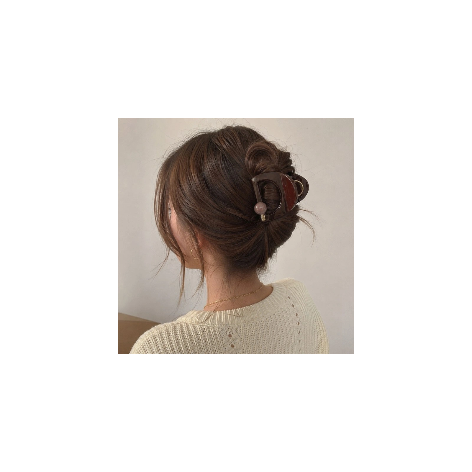 ECARLA spinka do włosów elegancka z KULKĄ Brązowa SP472