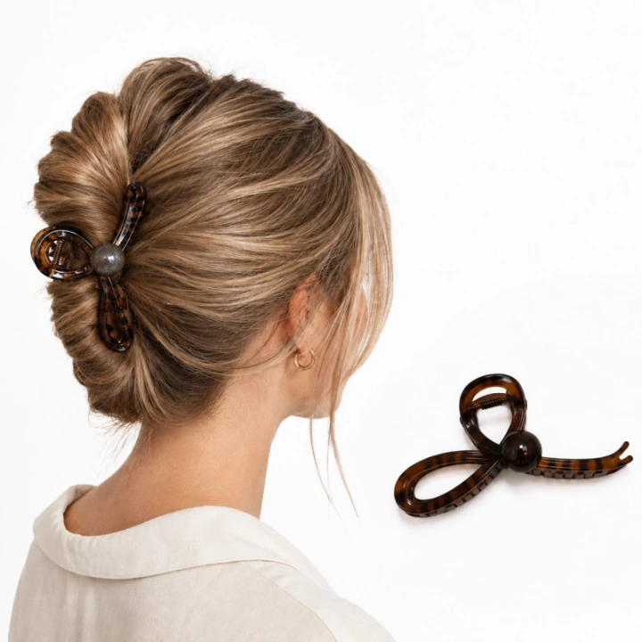 ECARLA spinka do włosów elegancka z KULKĄ Brązowa SP467