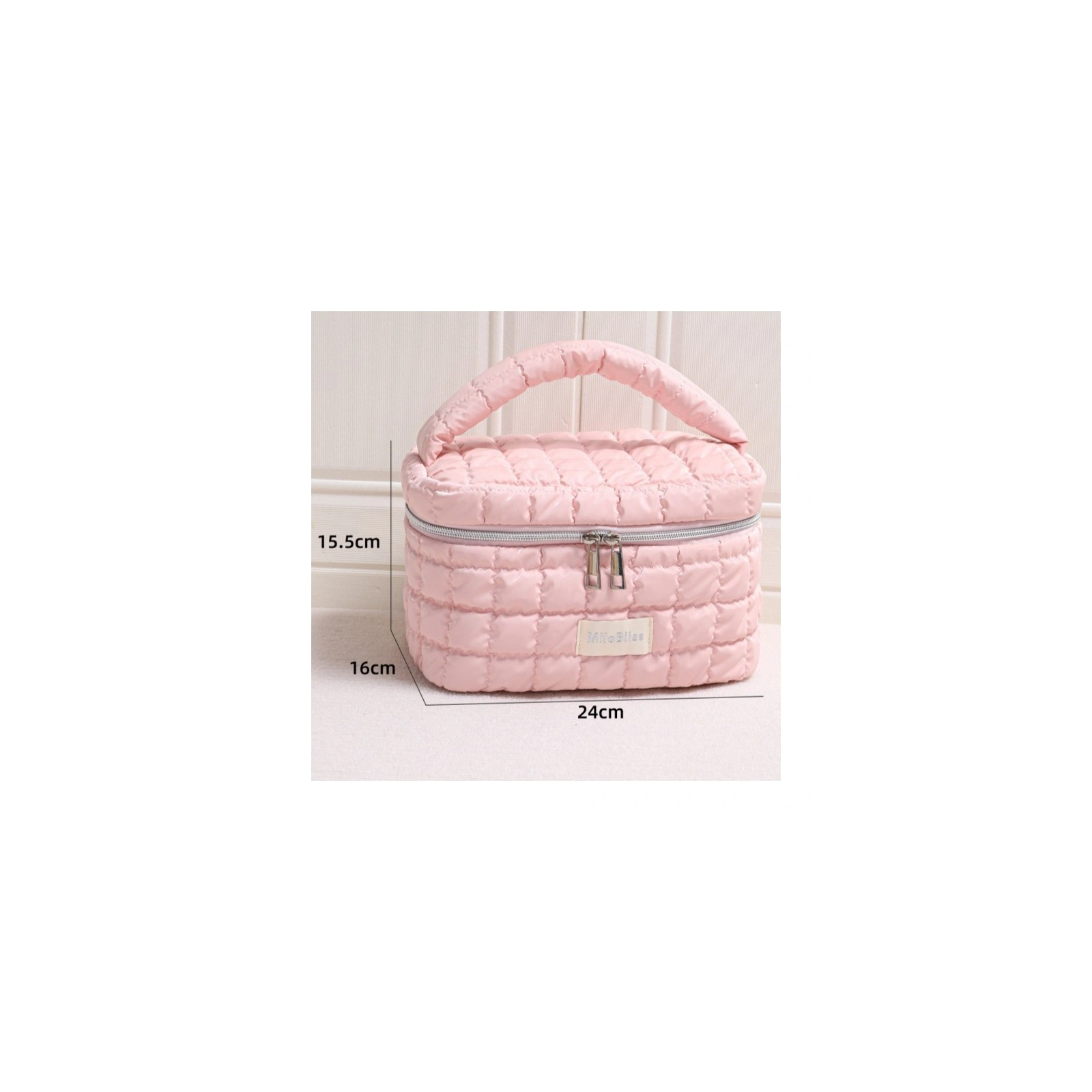 ECARLA kosmetyczka kuferek z rączką 24x16x13,5cm Różowa KS161
