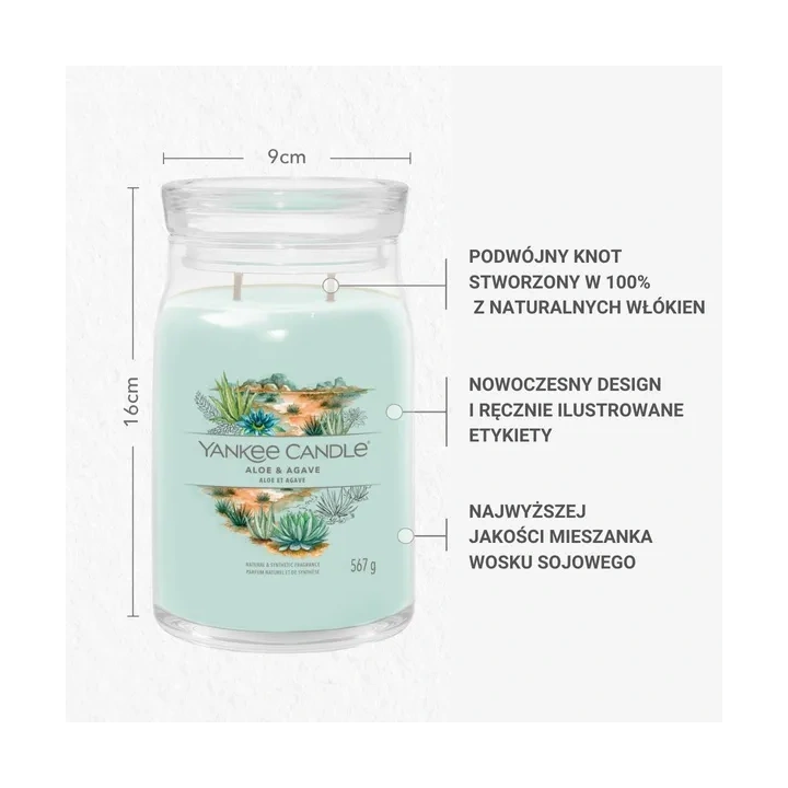 YANKEE CANDLE Signature Duża świeca w słoiku ALOE & AGAVE 567g
