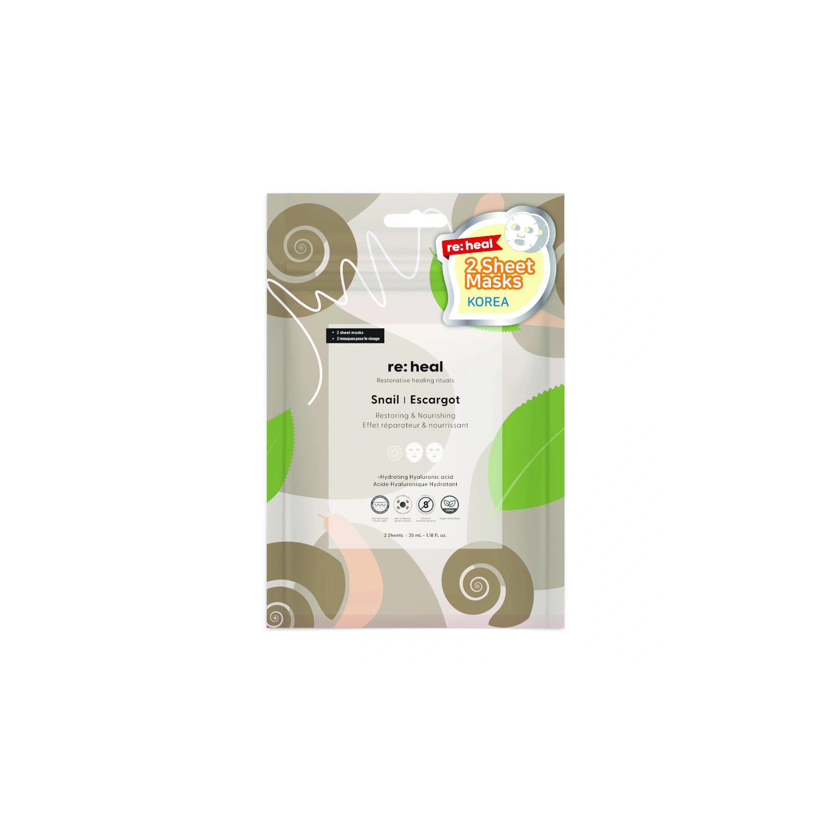 COEM Re:Heal koreańska maska w płacie Snail 2 sztuki 35ml