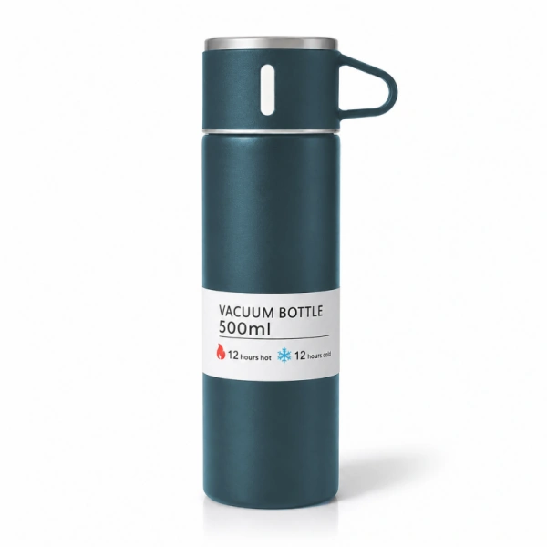 ECARLA termos turystyczny z kubkiem, stal nierdzewna 500ml Granat BD65GRAN