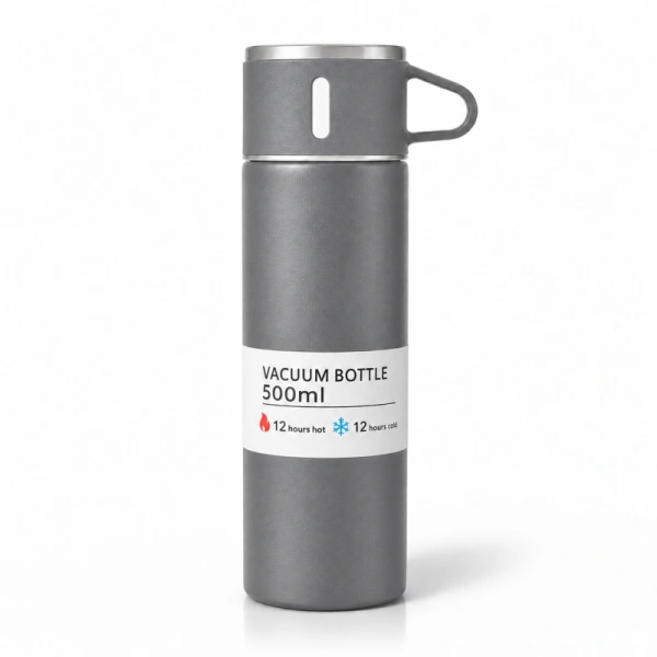 ECARLA termos turystyczny z kubkiem, stal nierdzewna 500ml Szary BD65SZ