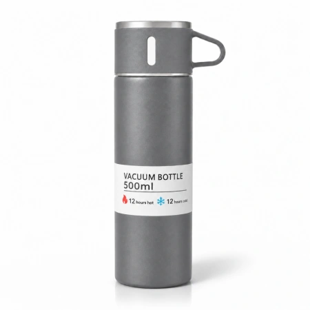 ECARLA termos turystyczny z kubkiem, stal nierdzewna 500ml Szary BD65SZ