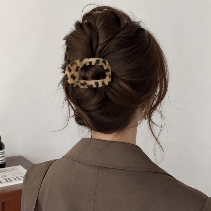 ECARLA spinka do włosów elegancka Brąz Panterka SP465