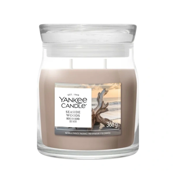 YANKEE CANDLE Signature Średnia świeca w słoiku SEASIDE WOODS 368g