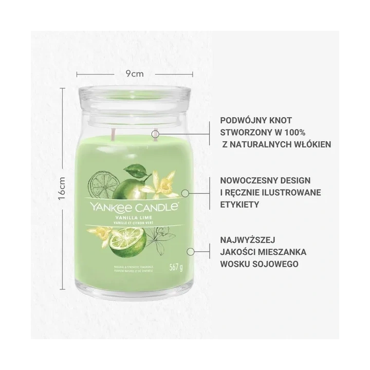 YANKEE CANDLE Signature Duża świeca w słoiku VANILLA LIME 567g