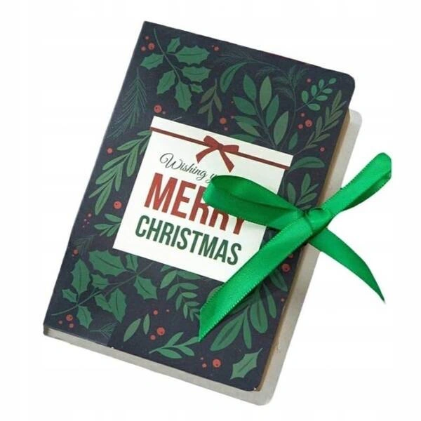 ECARLA pudełko prezentowe świąteczne z kokardą 13x9x4,5cm Merry Christmas Zielone OPO33