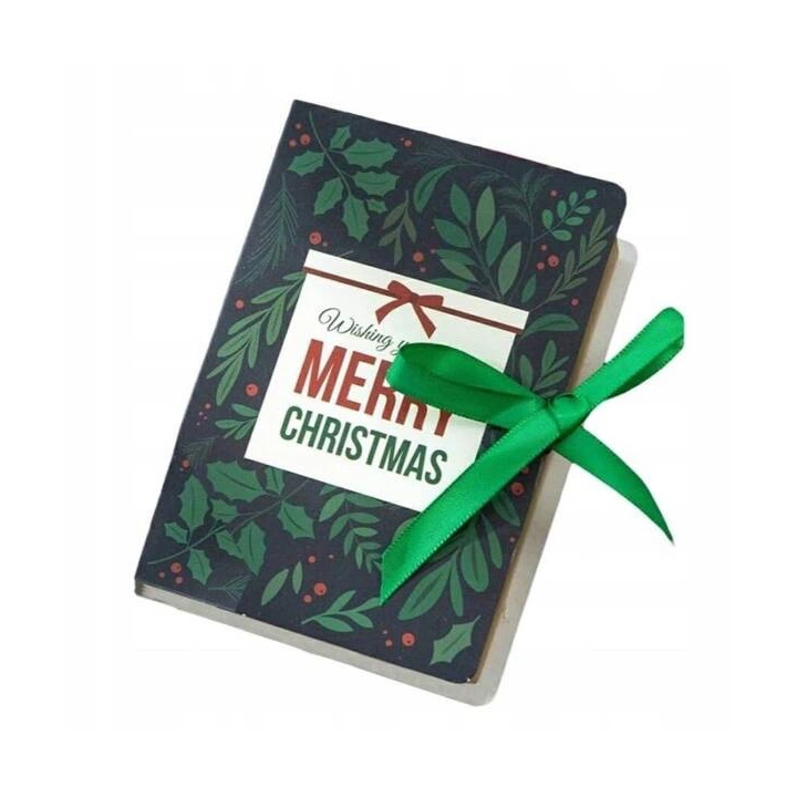 ECARLA pudełko prezentowe świąteczne z kokardą 13x9x4,5cm Merry Christmas Zielone OPO33