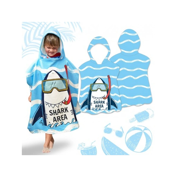 ECARLA ręcznik plażowy pelerynka dziecięca Shark Area PEL02WZ3