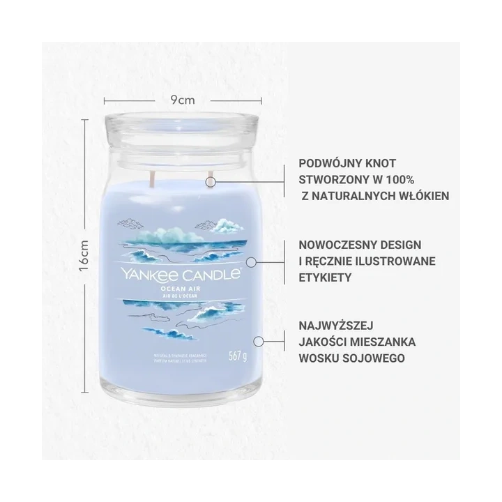 YANKEE CANDLE Signature Duża świeca w słoiku OCEAN AIR 567g